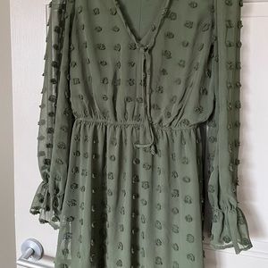 Evergreen polka dot dress